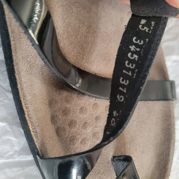 Mephisto Black Hera Sandals Patent Leather Size 40 - Picture 5 of 7